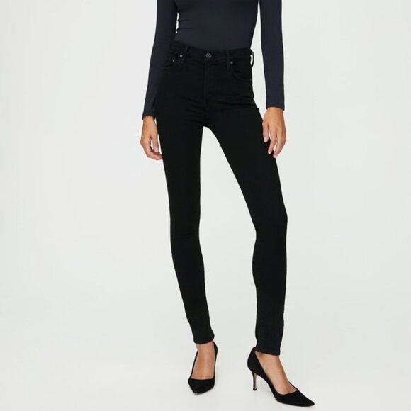 Aritzia Citizens Of Humanity Rocket High Rise Skinny Black Denim Jeans size 29 - Picture 1 of 12